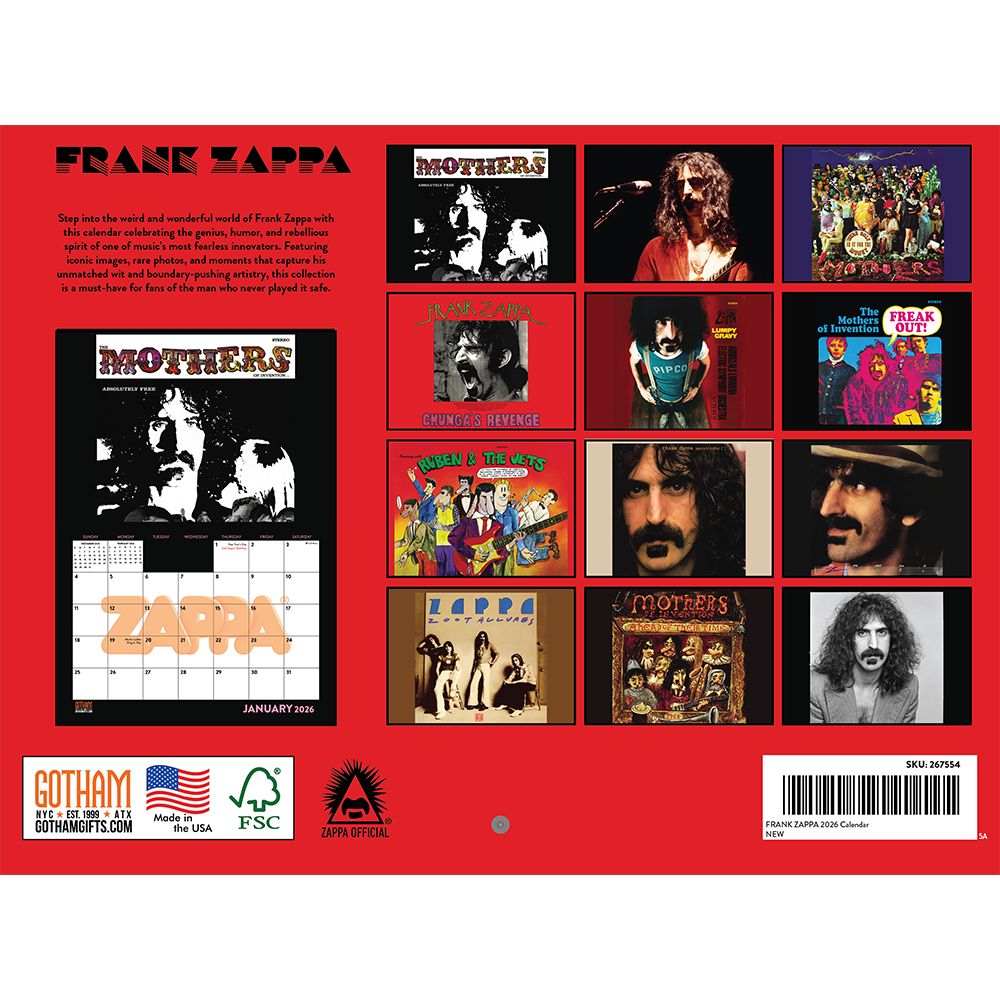 Zappa 2026 Calendar Back