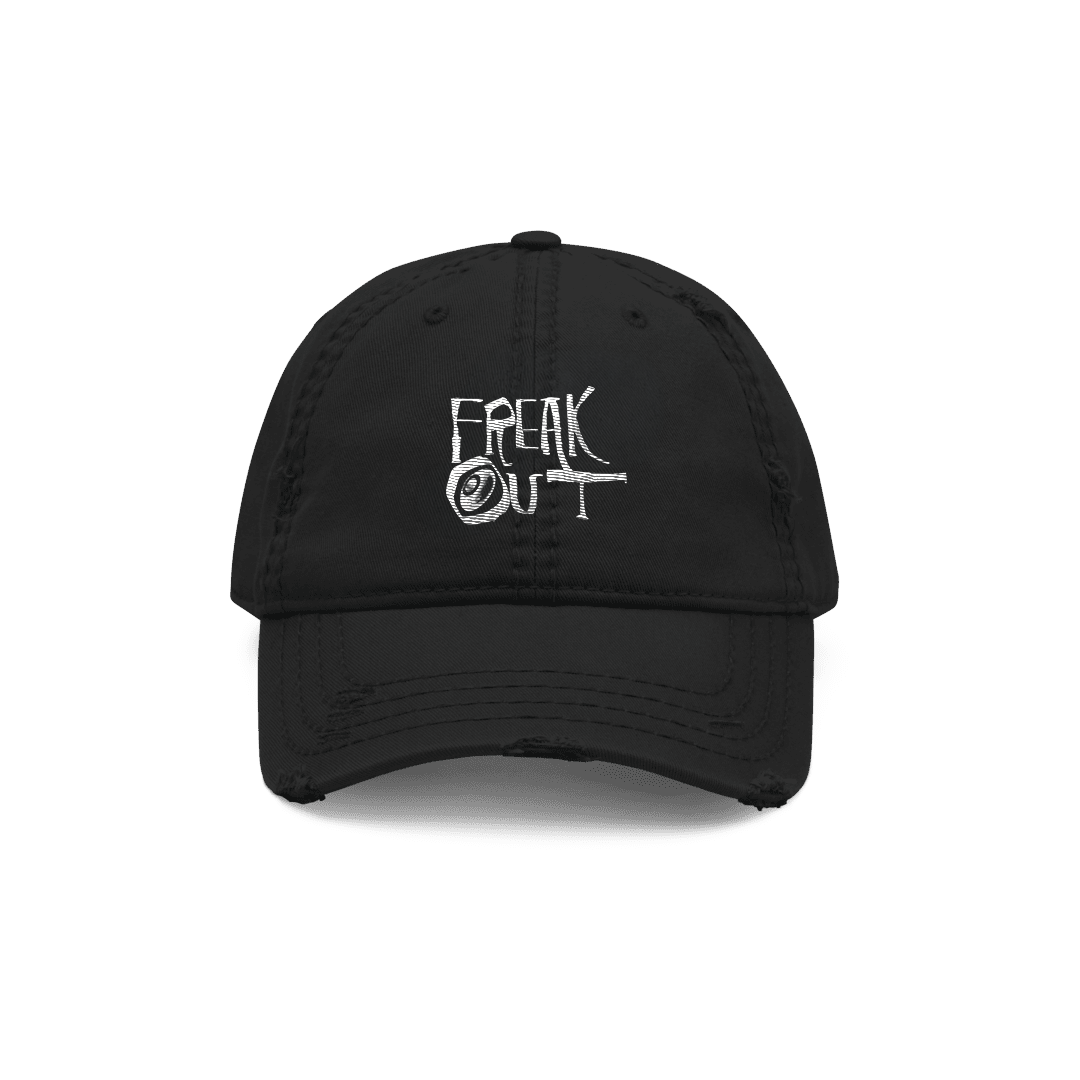 Freak Out Black Distressed Hat