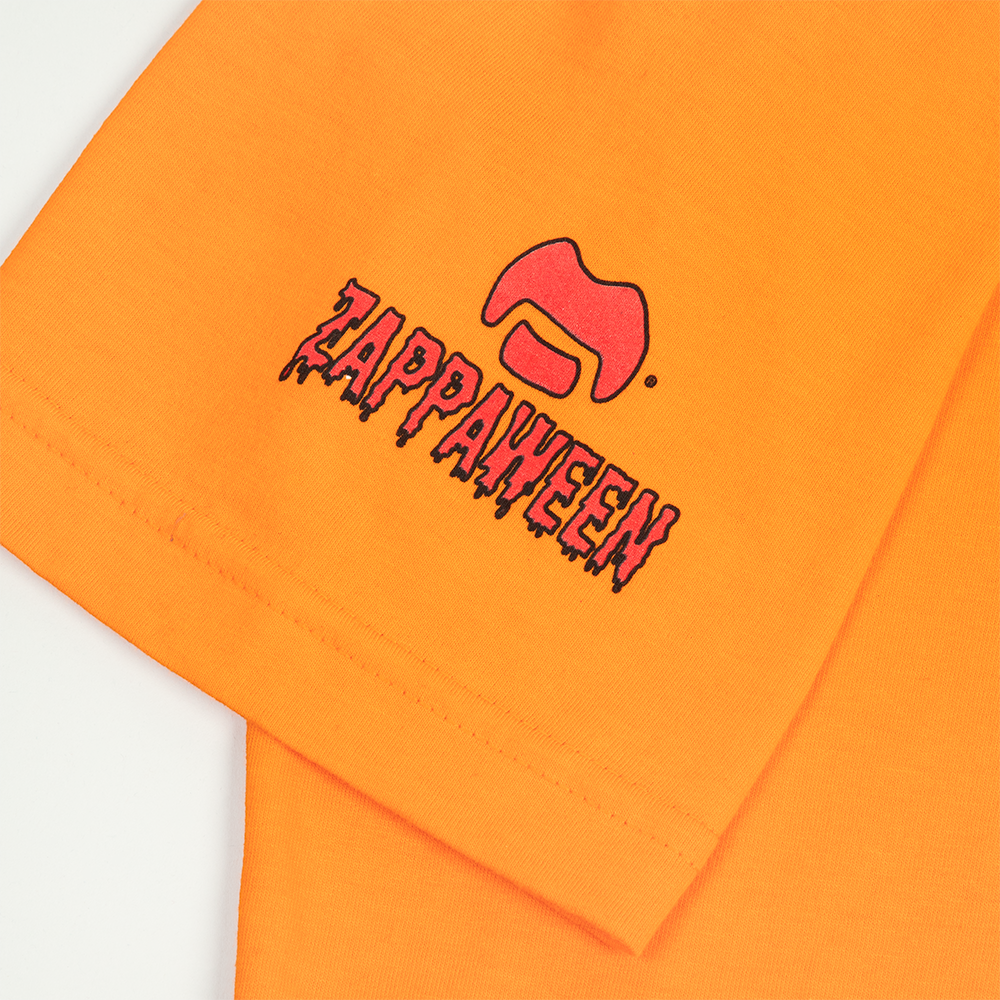 Barking Pumpkin Torture Never Stops Orange T-Shirt Sleeve Detail